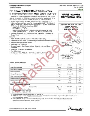 MRF6S19200HR3 datasheet  